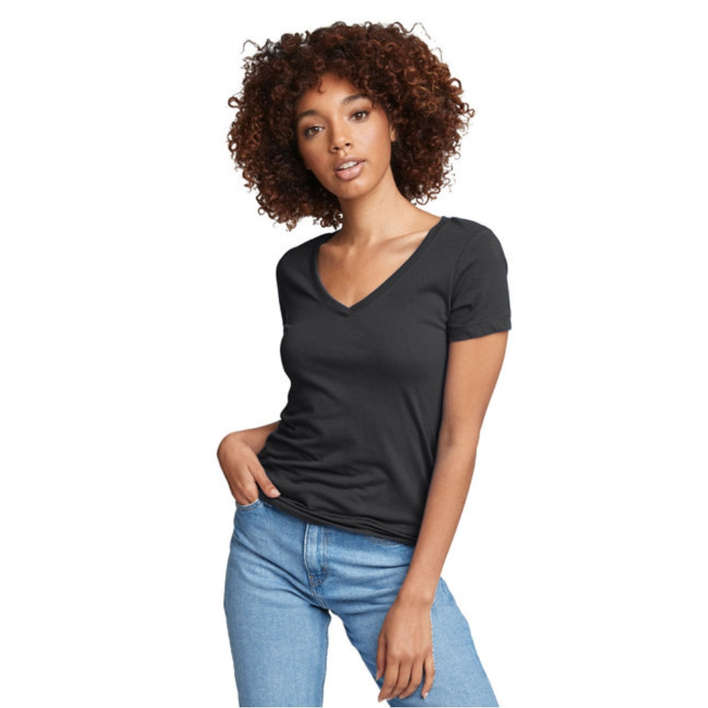 CLASSIC LADY V-NECK T-SHIRT 60/40 COTTON POLY BLEND NEXT LEVEL